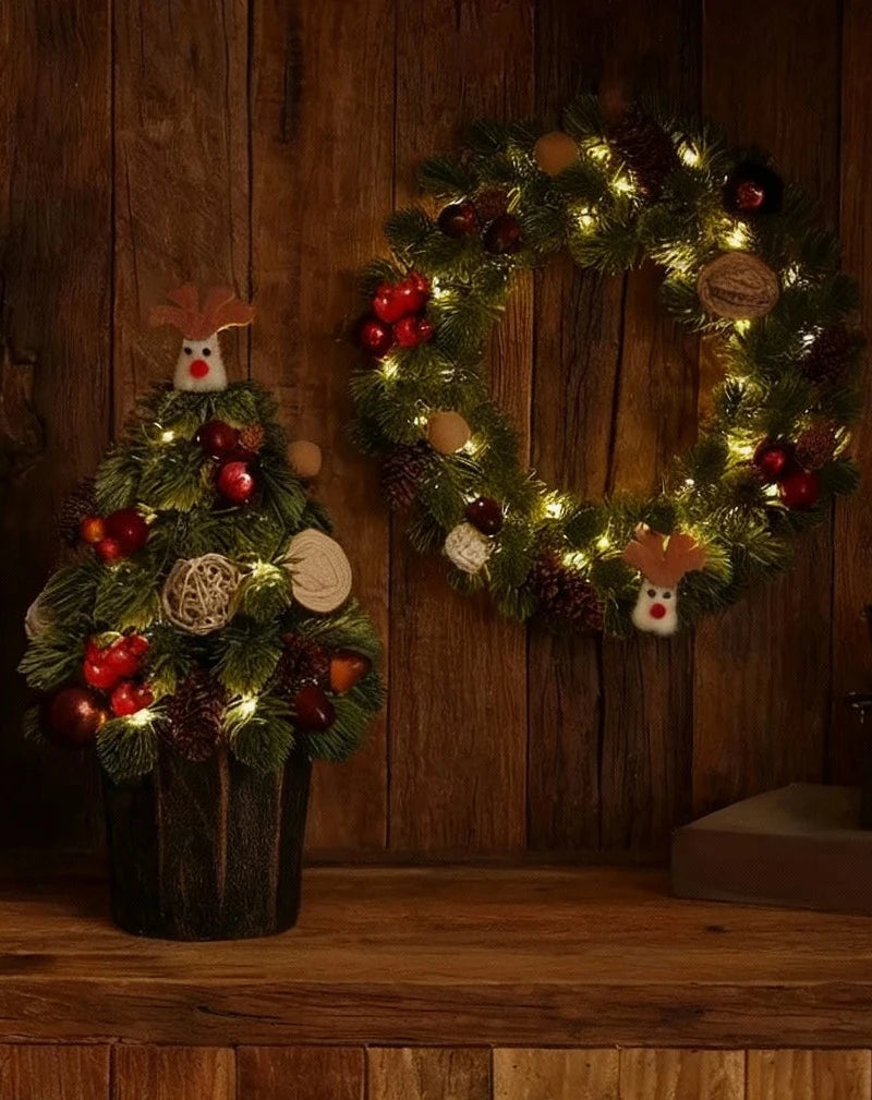 Ensemble Sapin et Couronne de Noël Décoratifs