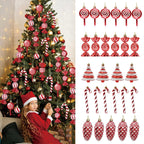 Lot de Décorations de Sapin Rouge et Blanc (30 pièces)